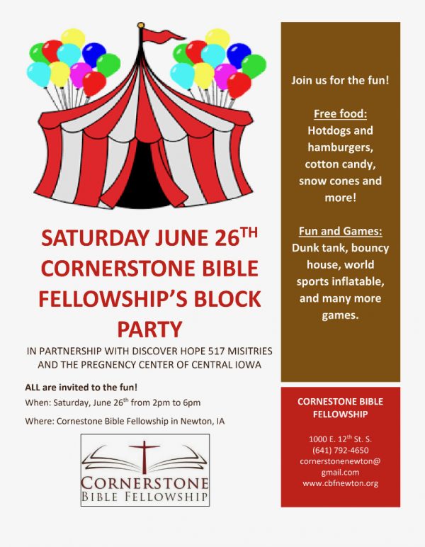 cornerstone bible fellowship church block party